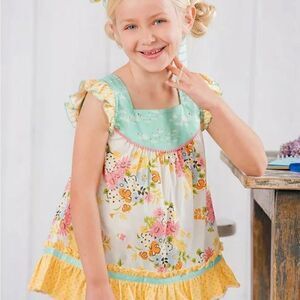 MATILDA JANE Four‎ Square Shabby Tunic The Adventure Begins Floral Swans, Size 4